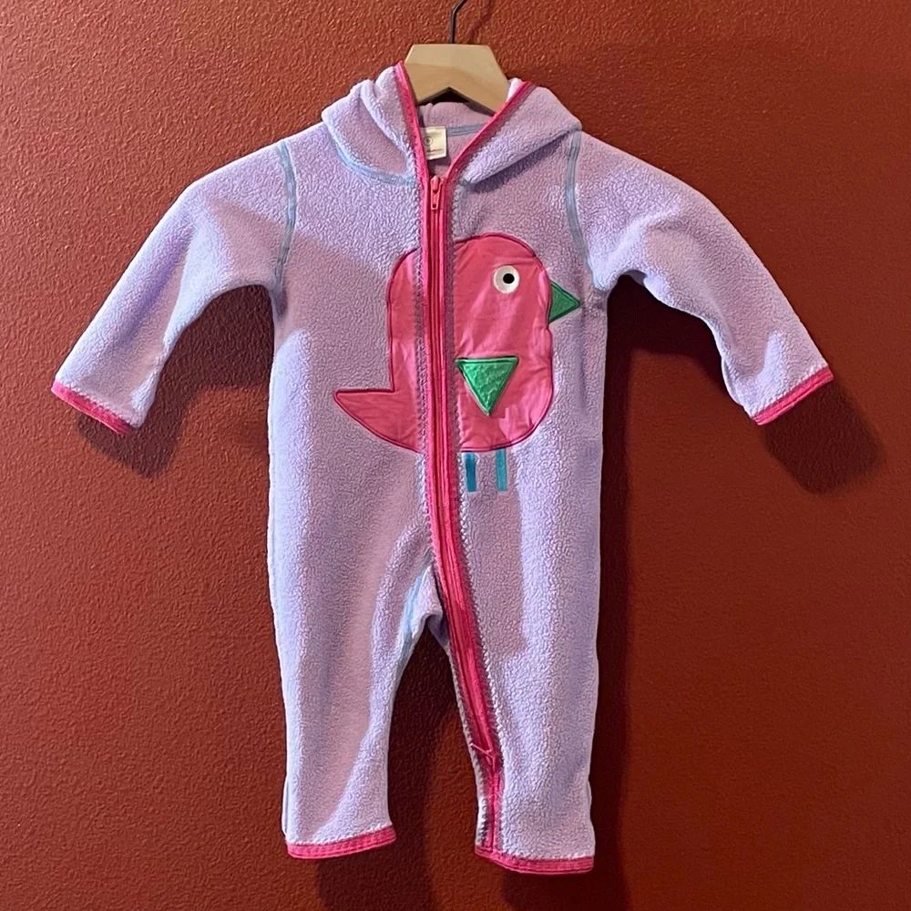 Hanna Andersson‎ Girls Fleece Hooded Bunting Full Zip Sleepwear Pajama Onesie